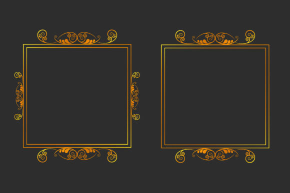 Golden Floral Border Frame Clipart Set